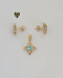 (1-6423) Gold Laminate- CZ Flower Set - BGO - Fantasy World Jewelry