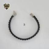 (MBRA-17-R) Stainless Steel - Leather Men Bracelet.