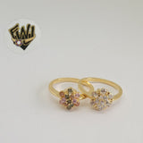 (1-3092-1) Gold Laminate-Flower Crystal Ring - BGO - Fantasy World Jewelry