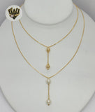 (1-6201) Gold Laminate - 1mm Box Link Simple Balls Necklace - BGF - Fantasy World Jewelry