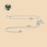 (2-0425) 925 Sterling Silver - 1mm Rolo Link Moon Bracelet.