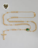 (1-3354) Gold Laminate - 5mm Saint Jude Thaddeus Rosary Necklace - 24" - BGO.