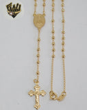 (1-3340) Gold Laminate - 2.5mm Beads Rosary Necklace - 18''- BGF. - Fantasy World Jewelry