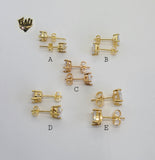 (1-1081) Gold Laminate - Zircon Stud Earrings - BGO - Fantasy World Jewelry
