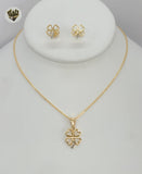 (1-6440) Gold Laminate- Two Tone Clover Set - BGF - Fantasy World Jewelry