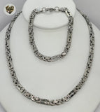 (4-7146) Stainless Steel - 6mm Alternative Link Men Set - 24''. - Fantasy World Jewelry