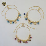 (MBRA-21) Gold Laminate - Adjustable Elephants and Eye Bracelet - BGF - Fantasy World Jewelry