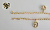(1-0472) Gold Laminate Bracelet -3mm Rolo Link Bracelet w/ Charms- 7.5''-BGF - Fantasy World Jewelry