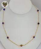 (1-3902-I) Gold Laminate - 6mm Multicolor Beads Necklace - BGO