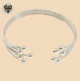 (2-0689) 925 Sterling Silver - 7.5mm Balls Bangle - 2.3/4" - Fantasy World Jewelry