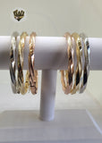 (1-4058) Gold Laminate - 11mm Three Tones Bangles - Triple - BGO - Fantasy World Jewelry