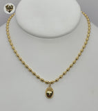 (4-7007) Stainless Steel - 3mm Balls Necklace - 14". - Fantasy World Jewelry