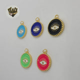(1-2494) Gold Laminate - Colorful Round Eyes Pendants - BGO