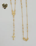 (1-3328-2) Gold Laminate - 3mm Guadalupe Virgin Rosary Necklace - 18" - BGF.
