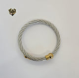 (4-5066) Stainless Steel - 6mm Open Two tone Bangle. - Fantasy World Jewelry