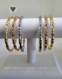 (1-4061) Gold Laminate - 10mm Three Tones Bangles - Triple - BGO - Fantasy World Jewelry