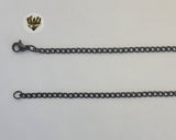 (4-3182) Stainless Steel - 3mm Black Curb Link Chain - 20" - Fantasy World Jewelry