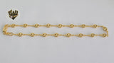 (1-0048) Gold Laminate - 4.5mm Puff Marine Anklet - 10" - BGF - Fantasy World Jewelry