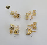 (1-1085) Gold Laminate - Zircon Stud Earrings - BGO - Fantasy World Jewelry