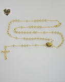(1-3336) Laminado de oro - Collar Rosario Arcángel San Miguel de 5 mm - 24" - BGO.