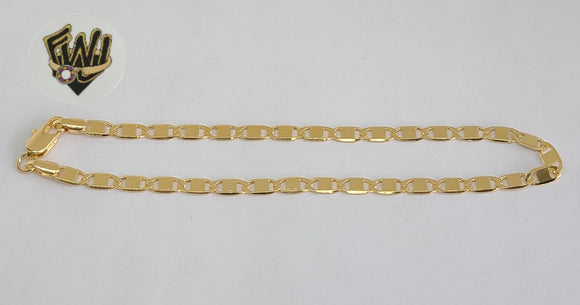 (1-0043) Gold Laminate - 4mm Flat Marine Anklet - 10
