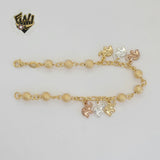 (1-0613) Laminado de oro - Pulsera de elefante de tres tonos de 3 mm - 7,5" - BGF