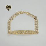 (1-60020) Gold Laminate - 7mm Two Tones Curb Link Men Bracelet - 8.5" - BGF - Fantasy World Jewelry