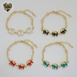 (1-0541-1) Gold Laminate - 3mm Link Chunky Elephants Bracelet - 7.5" - BGO