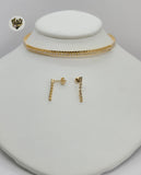 (1-6288) Gold Laminate - Zircon Choker Set - BGF - Fantasy World Jewelry