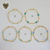(1-0749) Laminado de oro - Pulsera de cuentas Figaro Link de 3,5 mm - BGF