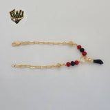 (1-0693) Gold Laminate - 3.5mm Azabache Bracelet - 7.5" - BGF