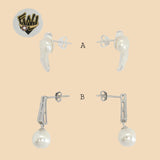 (2-3443) 925 Sterling Silver - Pearl Earrings - Fantasy World Jewelry