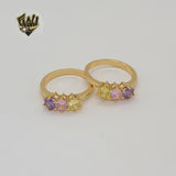 (1-3067) Laminado de Oro - Anillo Circonitas Multicolor - BGO