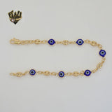 (1-0683) Gold Laminate - 4.5mm Evil Eye Bracelet - 7.5" - BGF