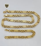 (4-7125) Stainless Steel - 8mm Alternative Link Men Set - 22''. - Fantasy World Jewelry