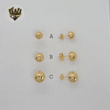 (1-1072) Laminado de Oro - Aretes de Media Bola - BGF
