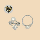 (2-5185) 925 Sterling Silver - Zircon Pearl Ring - Fantasy World Jewelry