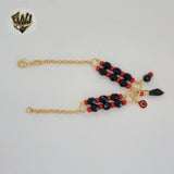 (1-0689-2) Gold Laminate - 5.5mm Azabache Link Bracelet - 7.5" - BGF