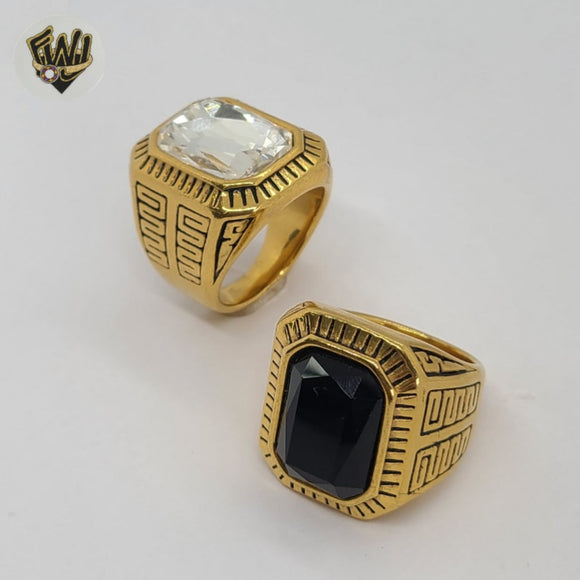 (4-0078) Stainless Steel - CZ Men Ring. - Fantasy World Jewelry