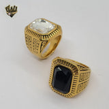 (4-0078) Stainless Steel - CZ Men Ring. - Fantasy World Jewelry