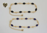 (1-0253) Gold Laminate - 2mm Enamel Beads Anklet - 8" - BGO