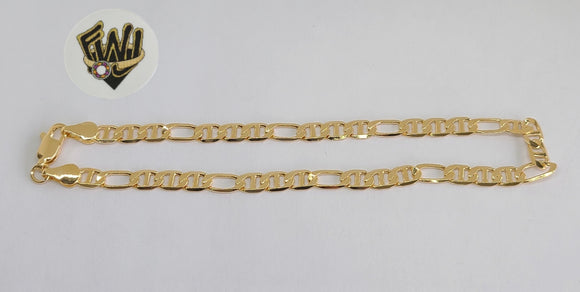 (1-0039) Gold Laminate - 5mm Flat Marine 3x1 Anklet 10