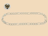 (2-0105) 925 Sterling Silver - 6mm Figaro Anklet - 10" - Fantasy World Jewelry