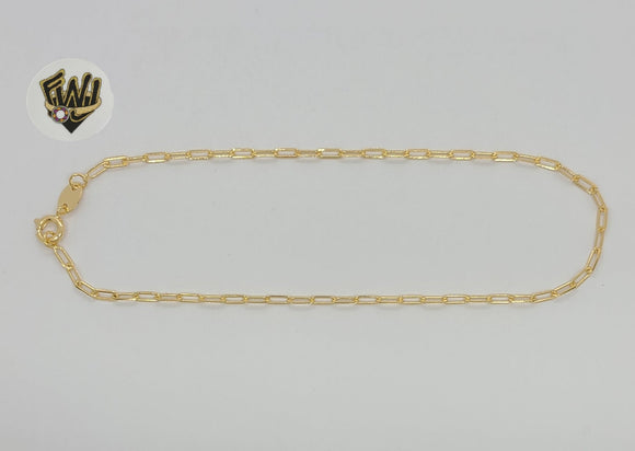(1-0044-1) Gold Laminate - 2mm Paper Clip Link Anklet - 10” - BGF