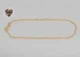 (1-0044-1) Gold Laminate - 2mm Paper Clip Link Anklet - 10” - BGF
