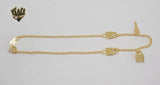 (1-0219) Gold Laminate - 2mm Rolo Anklet with Charms- 10" - BGF - Fantasy World Jewelry