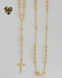 (1-3319) Gold Laminate - 3mm Our Lady of Charity Rosary Necklace - 22" - BGF