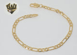 (1-0402) Gold Laminate - 4mm Figaro Bracelet - 7.5" - BGF - Fantasy World Jewelry