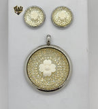 (4-9114) Stainless Steel - CZ Flower Set. - Fantasy World Jewelry