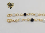 (1-0212) Gold Laminate - 2mm Link Anklet w/Stones - 10" - BGO - Fantasy World Jewelry
